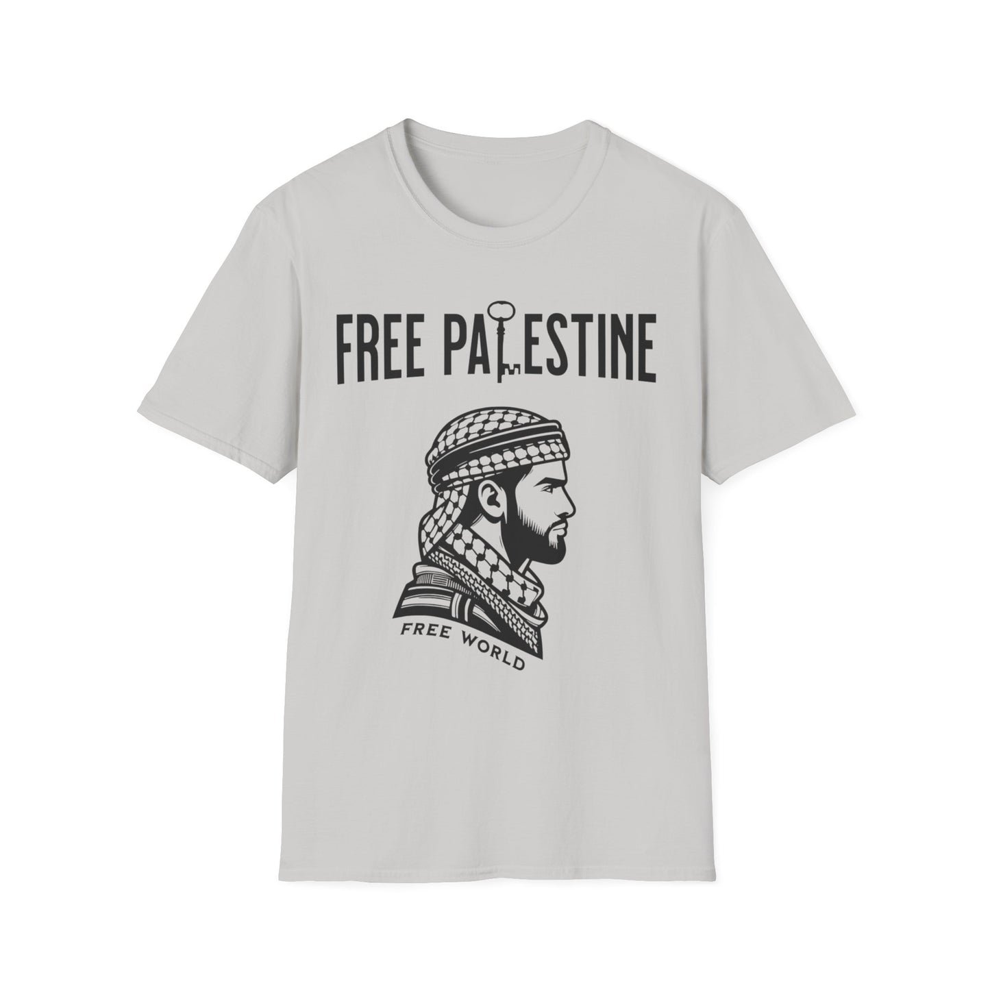 Free Palestine Free World - Man Wearing Palestinian Kuffiyah
