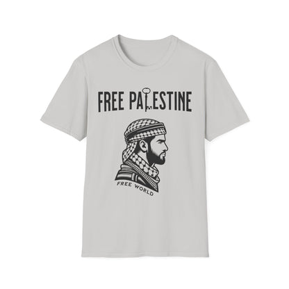 Free Palestine Free World - Man Wearing Palestinian Kuffiyah