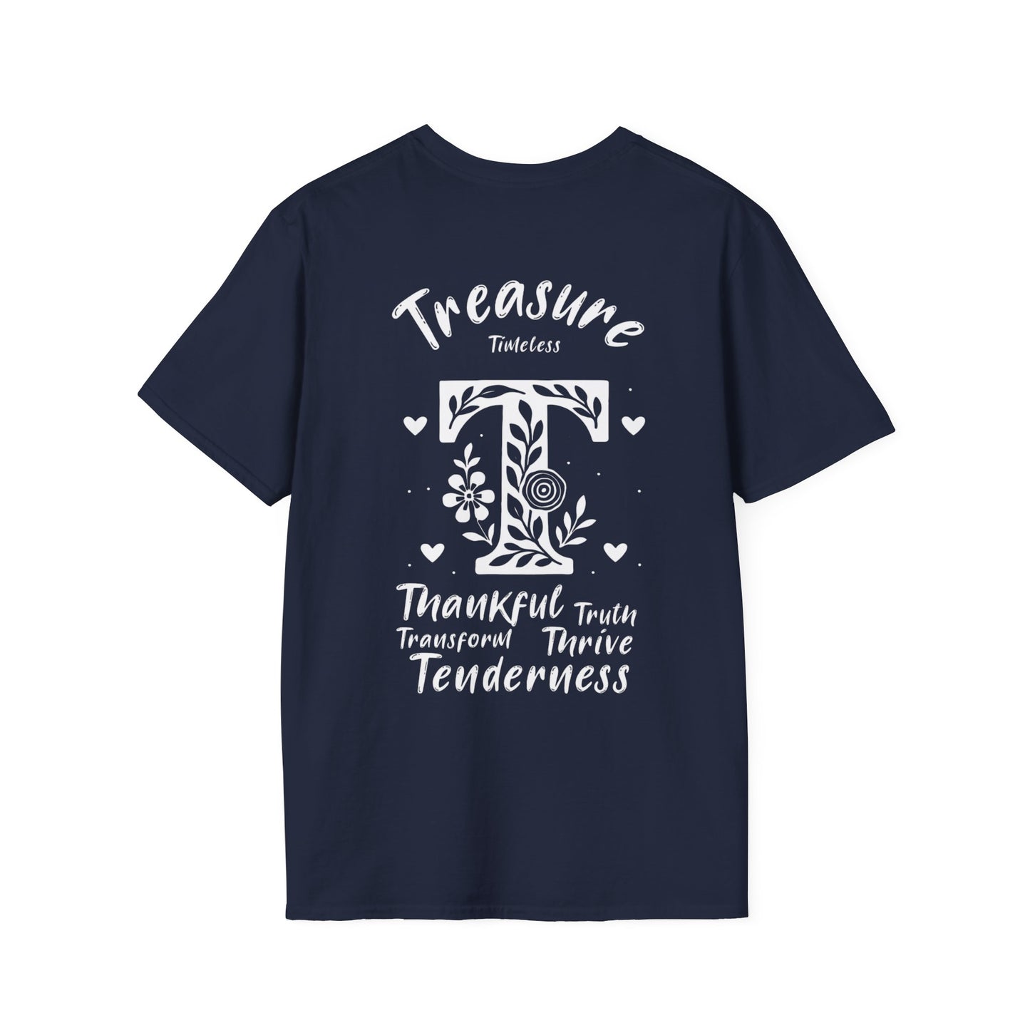 Letter T Flower T-Shirt - Letters Flowers Patterns Front And Back Design