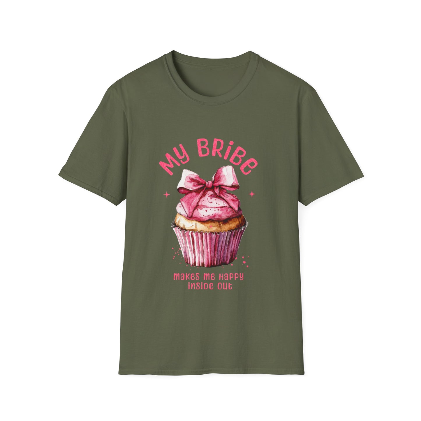 My Bribe Cupcake Makes Me Happy Inside Out -  Watercolor Pink Cupcake T-Shirt