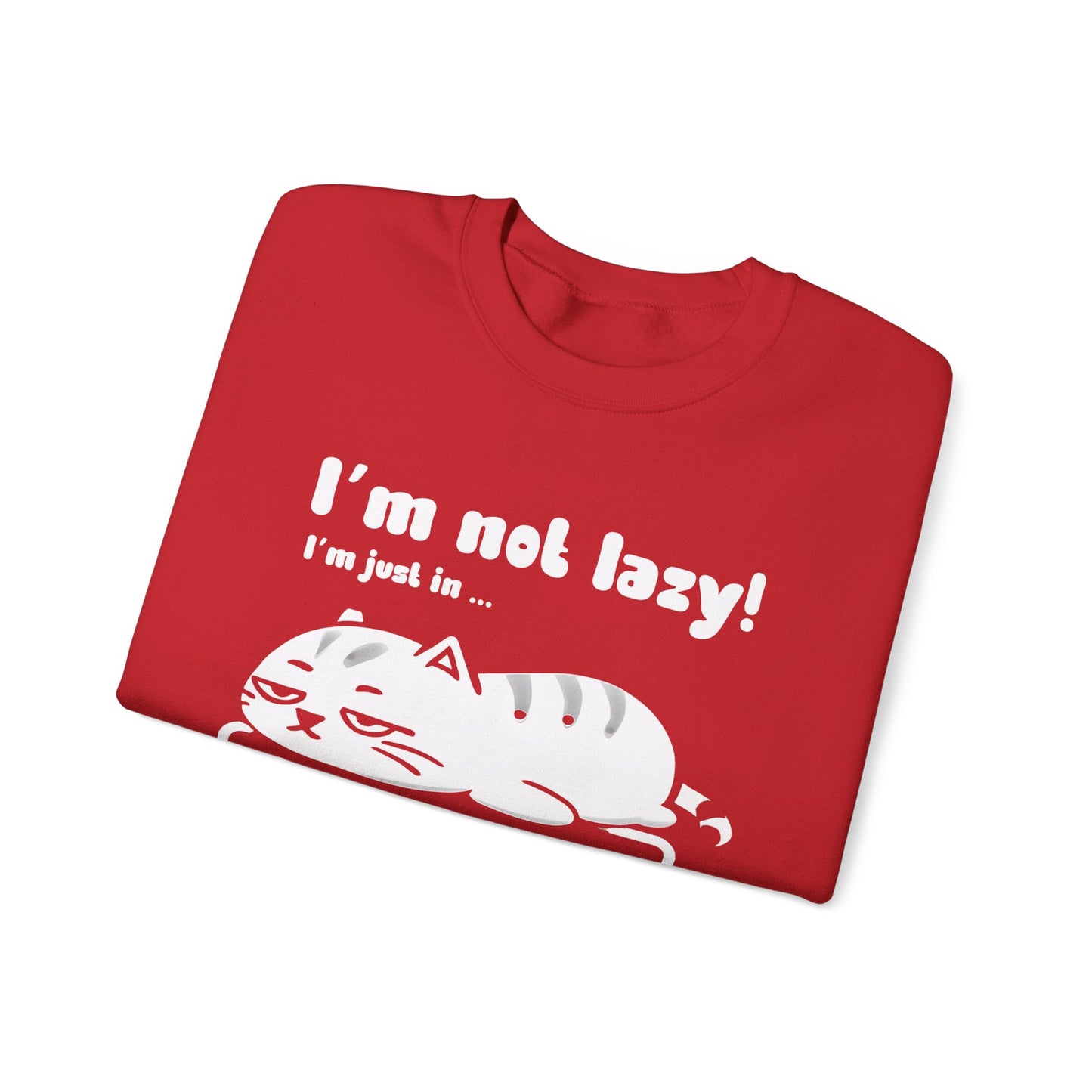 I'm not lazy, I'm Just In Energy Saving Mode - Playful Silhouette Cat On Battery Sweatshirt