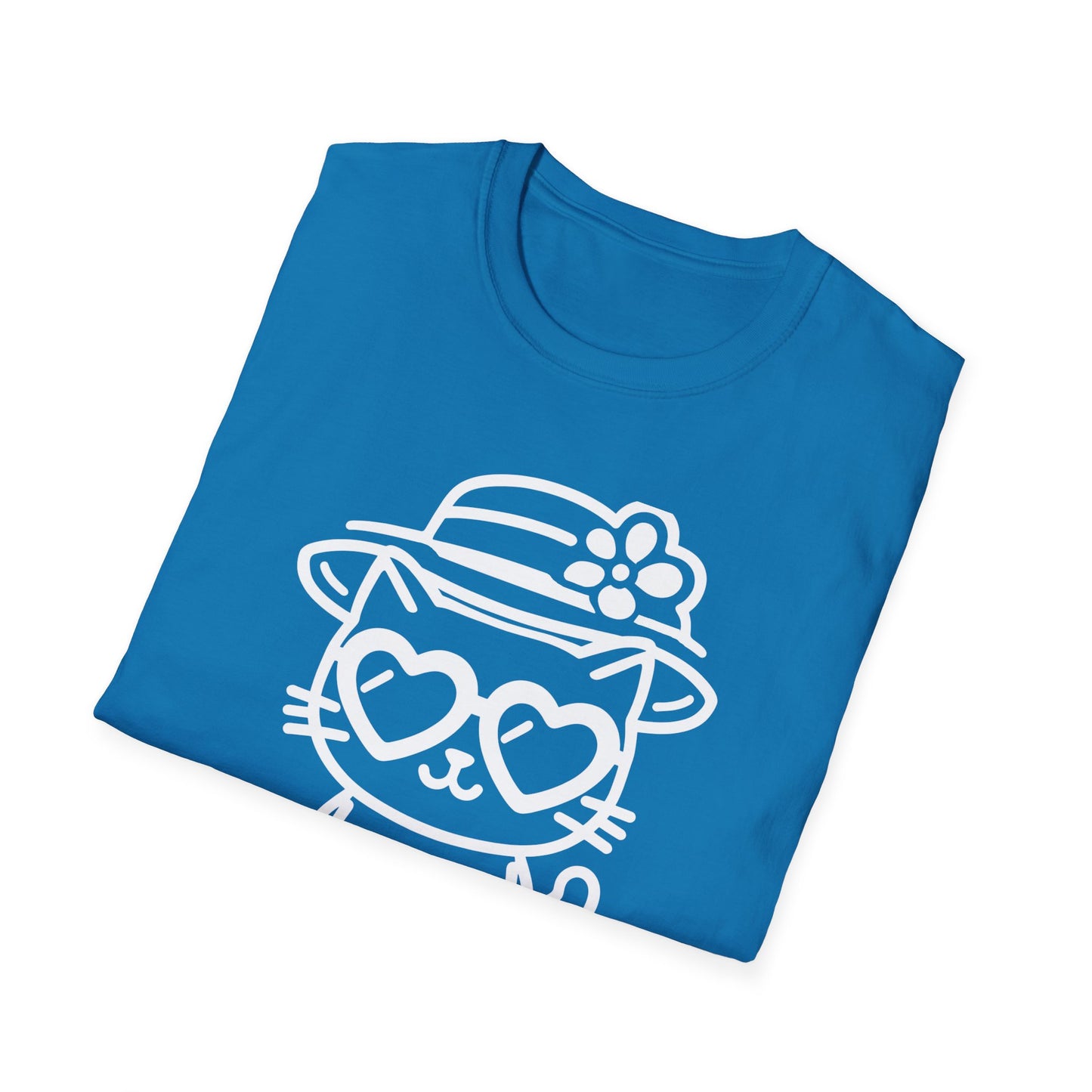 So Cool - Minimalistic Outline Kitten With Hat and Sunglasses T-Shirt