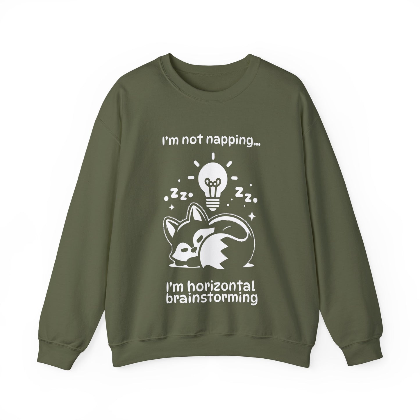 I'm Not Napping, I'm Horizontal Brainstorming - Playful Silhouette Sweatshirt