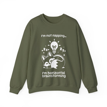 I'm Not Napping, I'm Horizontal Brainstorming - Playful Silhouette Sweatshirt