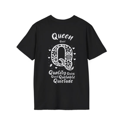 Letter Q Flower T-Shirt - Letters Flowers Patterns Front And Back Design