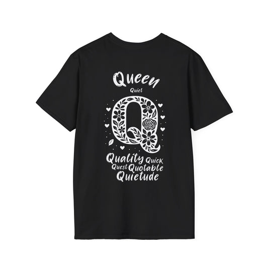 Letter Q Flower T-Shirt - Letters Flowers Patterns Front And Back Design