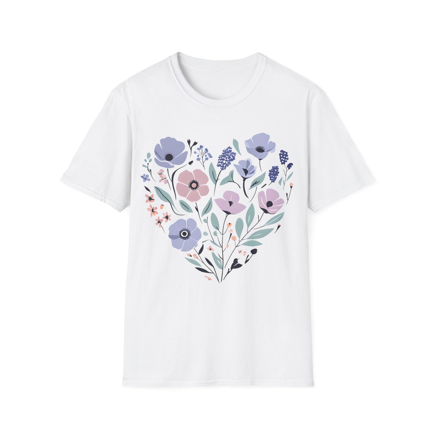 Heart Shaped Floral Arrangement T-Shirt -  Pastel Tones Design