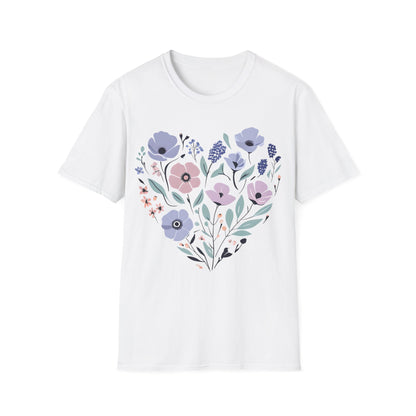 Heart Shaped Floral Arrangement T-Shirt -  Pastel Tones Design