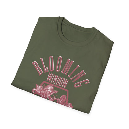 Blooming Window - Monochrome Pink Floral T-Shirt
