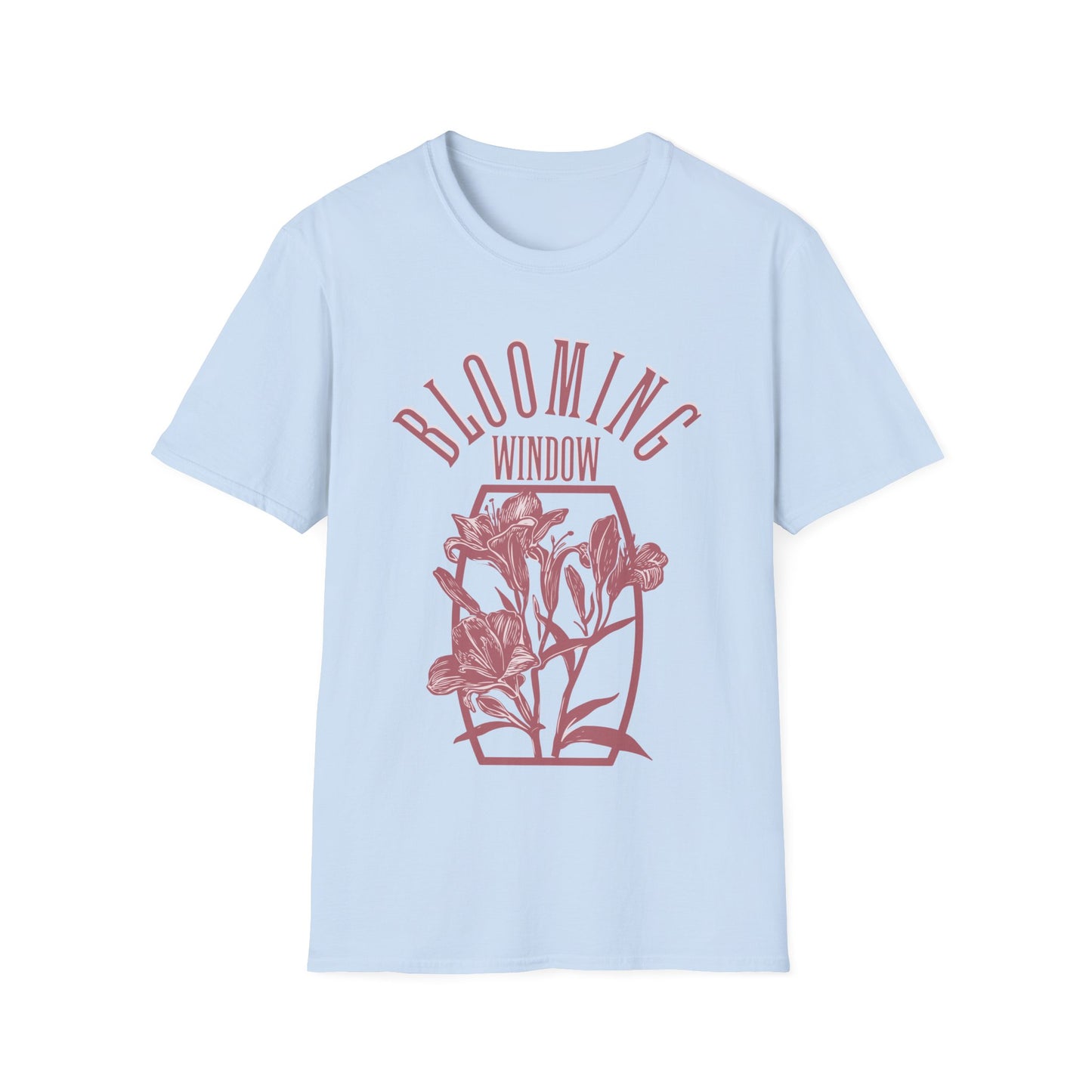 Blooming Window - Monochrome Pink Floral T-Shirt