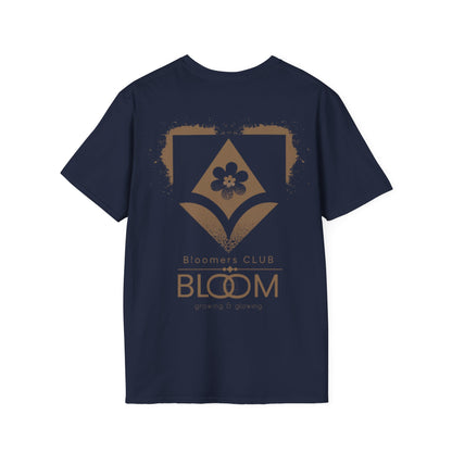 Blooming Club T-Shirt –  Typography Logo Style Floral Front And Back Design