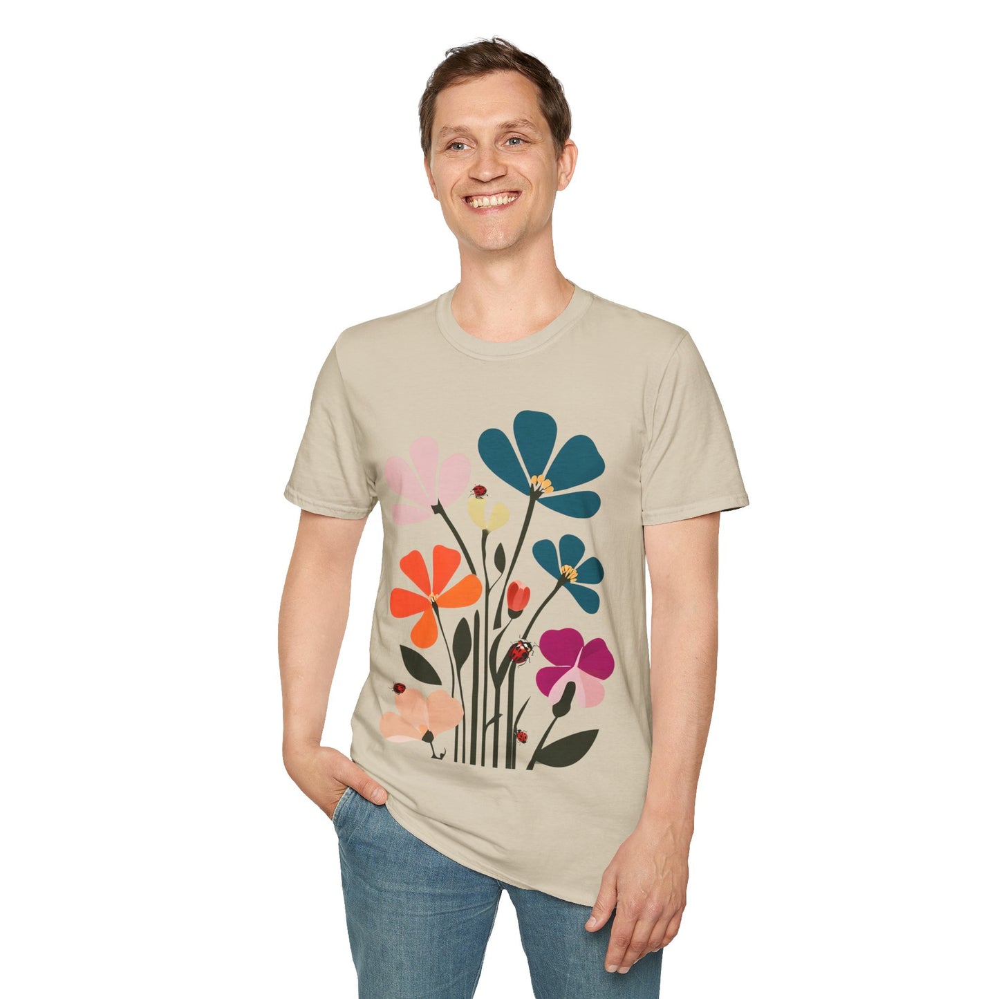 Vibrant Flowers Minimalistic T-Shirt Design