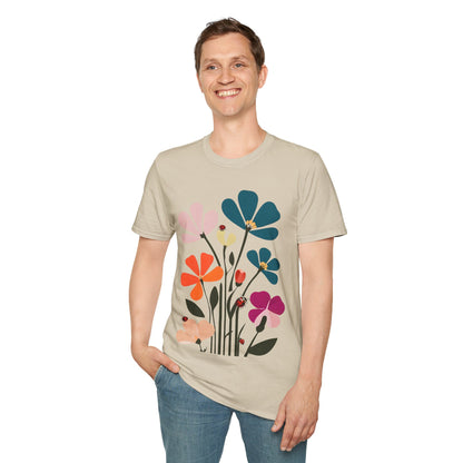 Vibrant Flowers Minimalistic T-Shirt Design