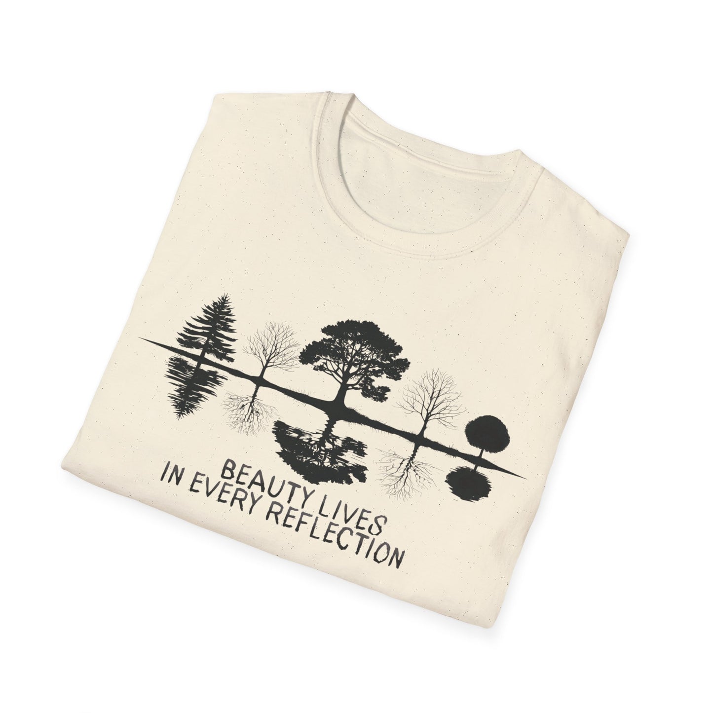 Beauty Lives In Every Reflection - Monochrome Silhouette Trees With Reflection In Water T-Shirt