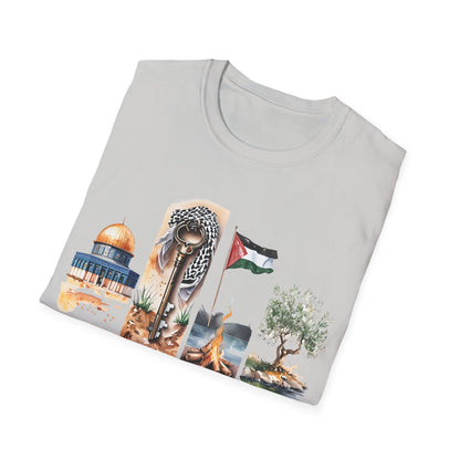 Palestine Life - Watercolor Four Panels of Palestinian Symbols T-Shirt