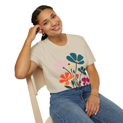 Vibrant Flowers Minimalistic T-Shirt Design