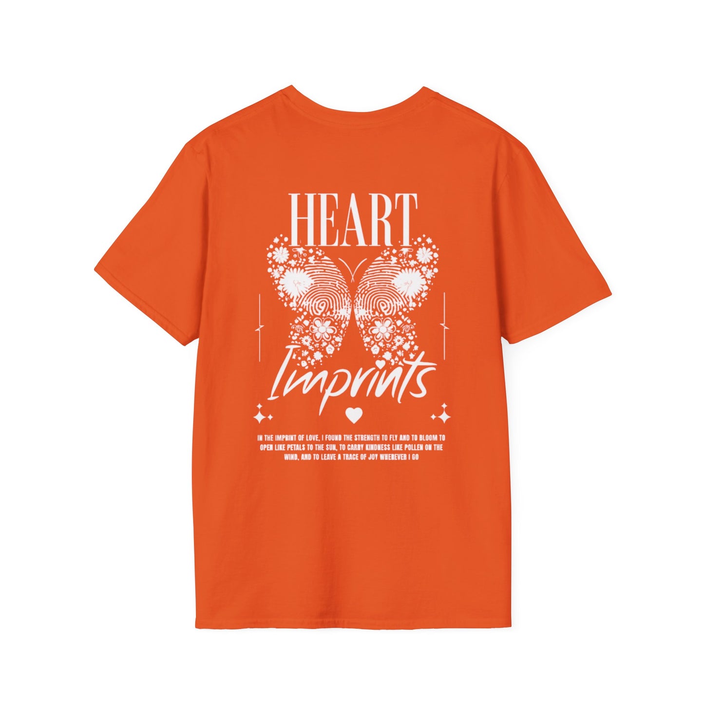 Heart Imprints T-Shirt –  Butterfly filled with Floral and Fingerprints and Typography Front and Back Design