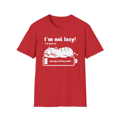 I'm not lazy, I'm Just In Energy Saving Mode - Playful Silhouette Cat On Battery T-Shirt