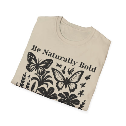Monochrome Bold Botanical Flowers and Butterflies T-Shirt Design