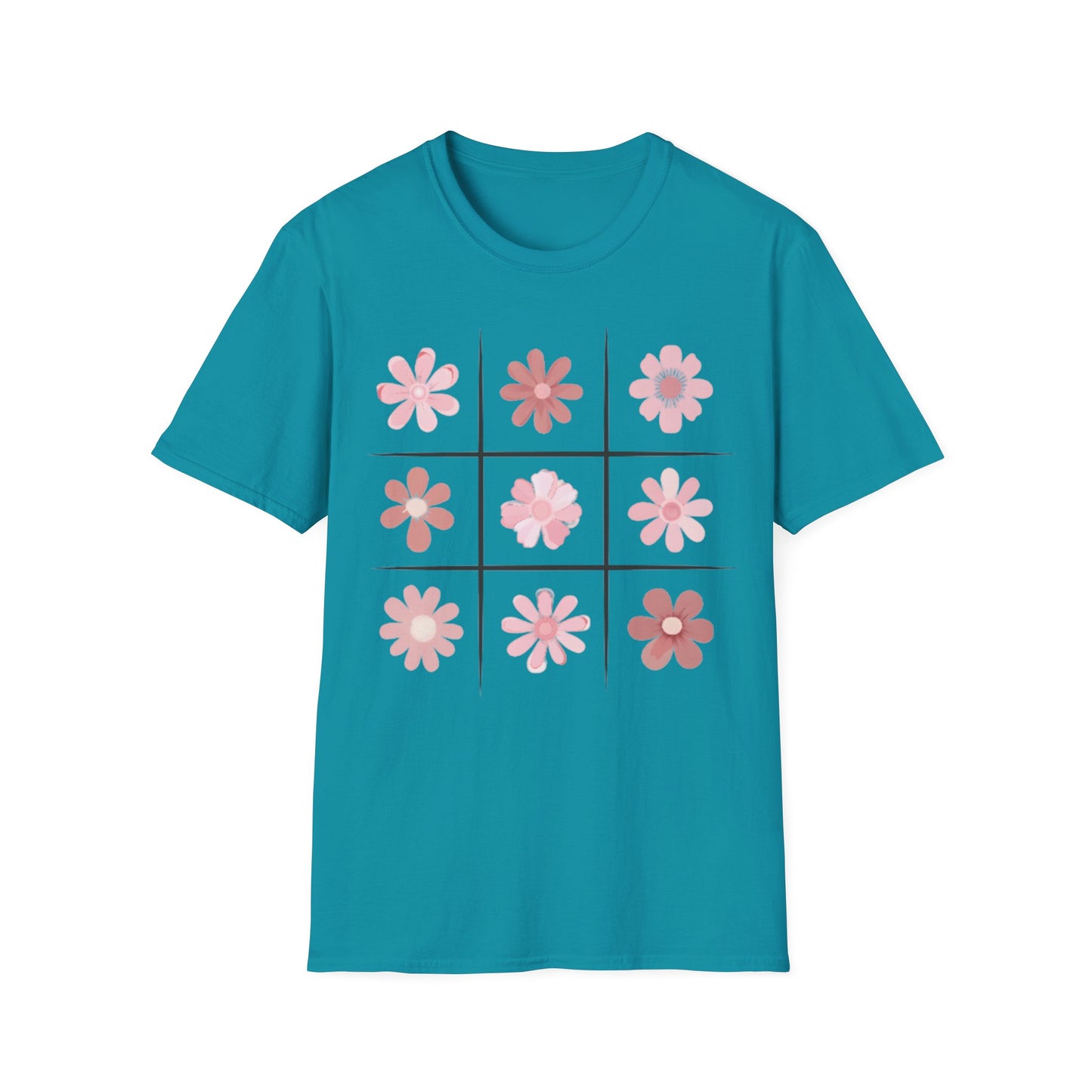 Watercolor Soft Colors Flowers Grid T-Shirt