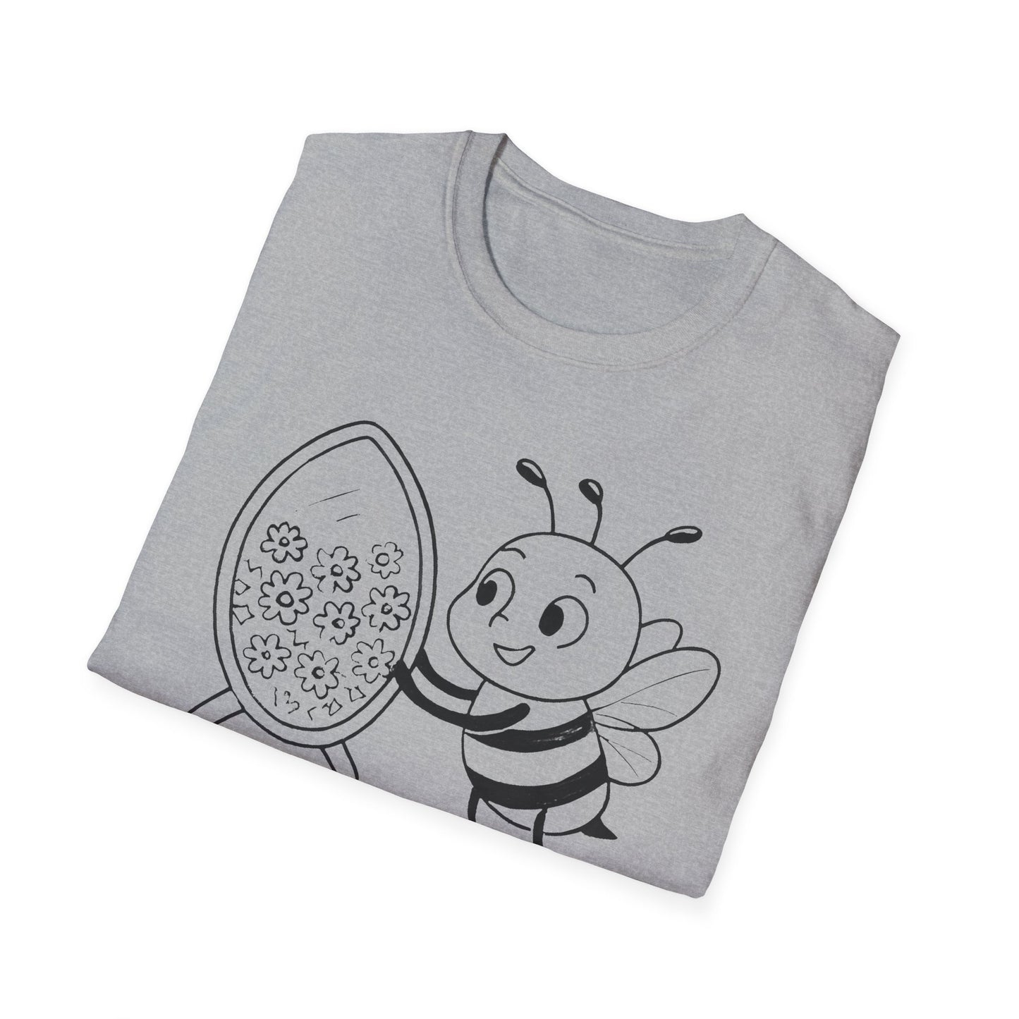 Believe In Yourself T-Shirt - Chalkboard Playful Bee Gazes into Leaf Mirror Design