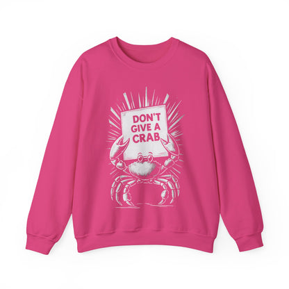 Don't Give A Crab! - Playful White Stencil Crab Holding A Sign Sweatshirt