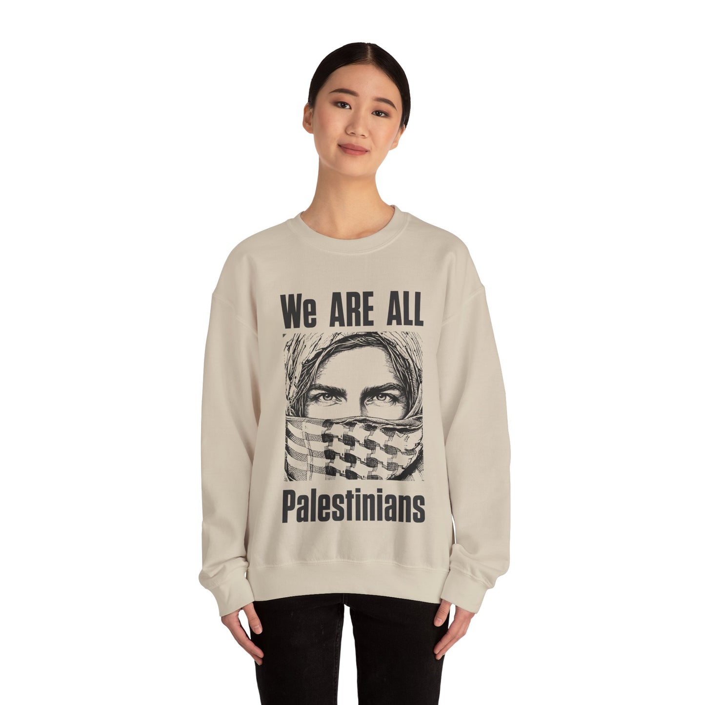 We are all Palestinians Graphic Sweatshirt mans face