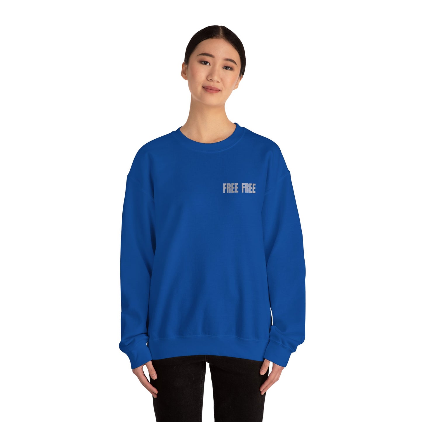 Free Free Free Palestine - Monochrome Metallic-like Style Typography  Front and Back Design Sweatshirt
