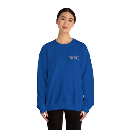 Free Free Free Palestine - Monochrome Metallic-like Style Typography  Front and Back Design Sweatshirt