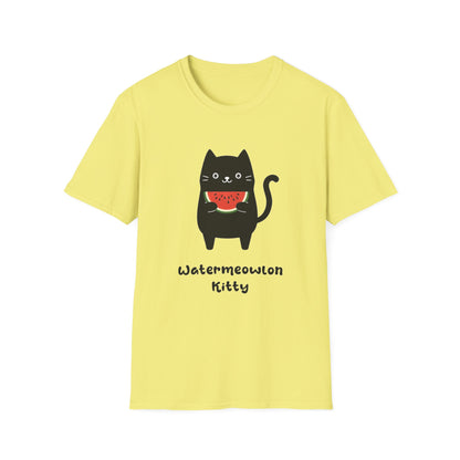 Watermeowlon Kitty T-Shirt - Cat Silhouette with Colorful Watermelon slice Design