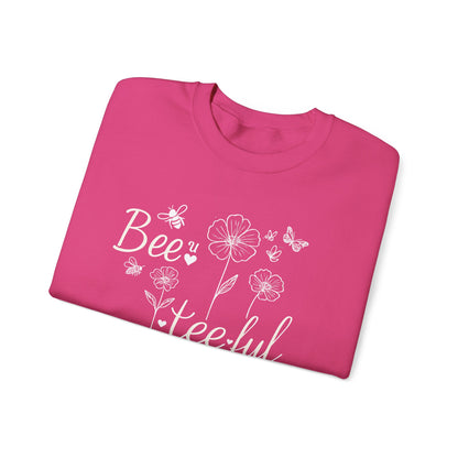 Beautiful – Whimsical Flowers, Bees & Butterflies Playful Sweatshirt