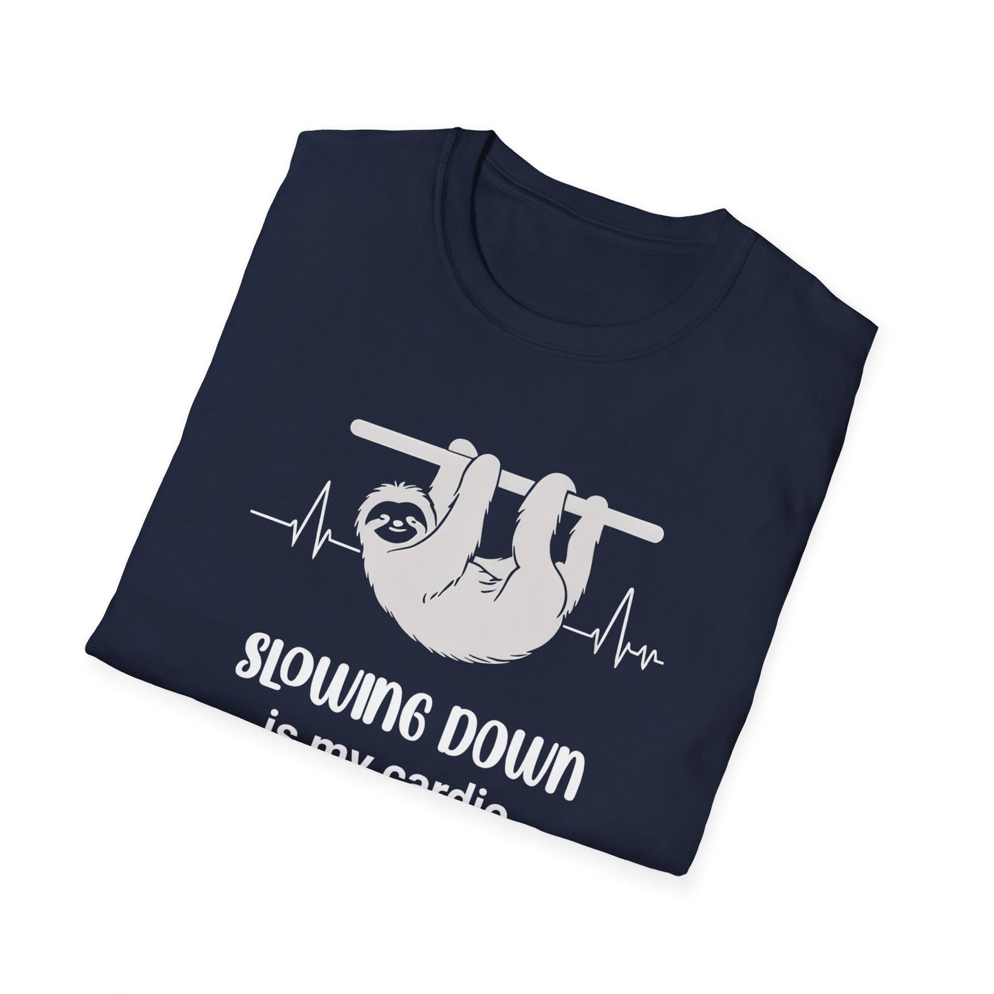 Slowing Down Is My Cardio - Sloth Silhouette With Heartbeat T-Shirt