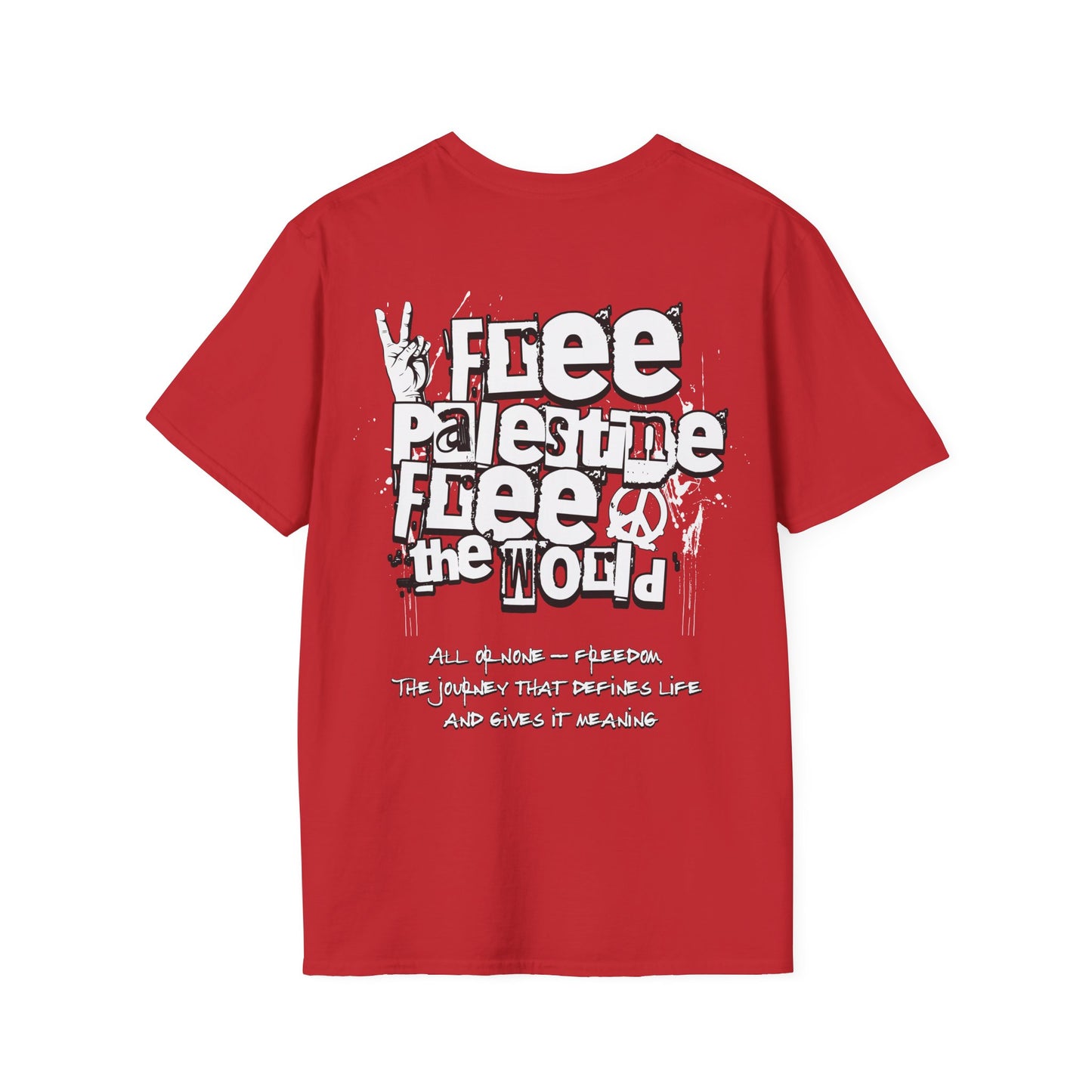 Free Palestine Free The World - Monochrome Graffiti T-Shirt