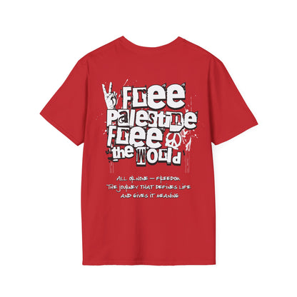 Free Palestine Free The World - Monochrome Graffiti T-Shirt
