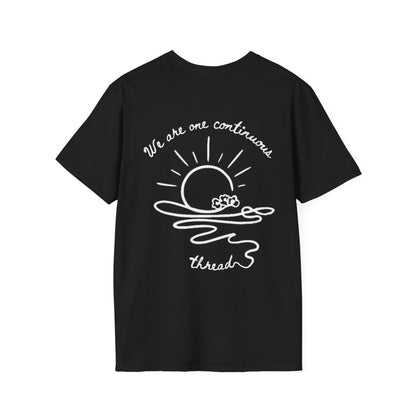 We are one continuous thread T-Shirt -  Minimalistic One-Line Sun, Water, Flowers Design