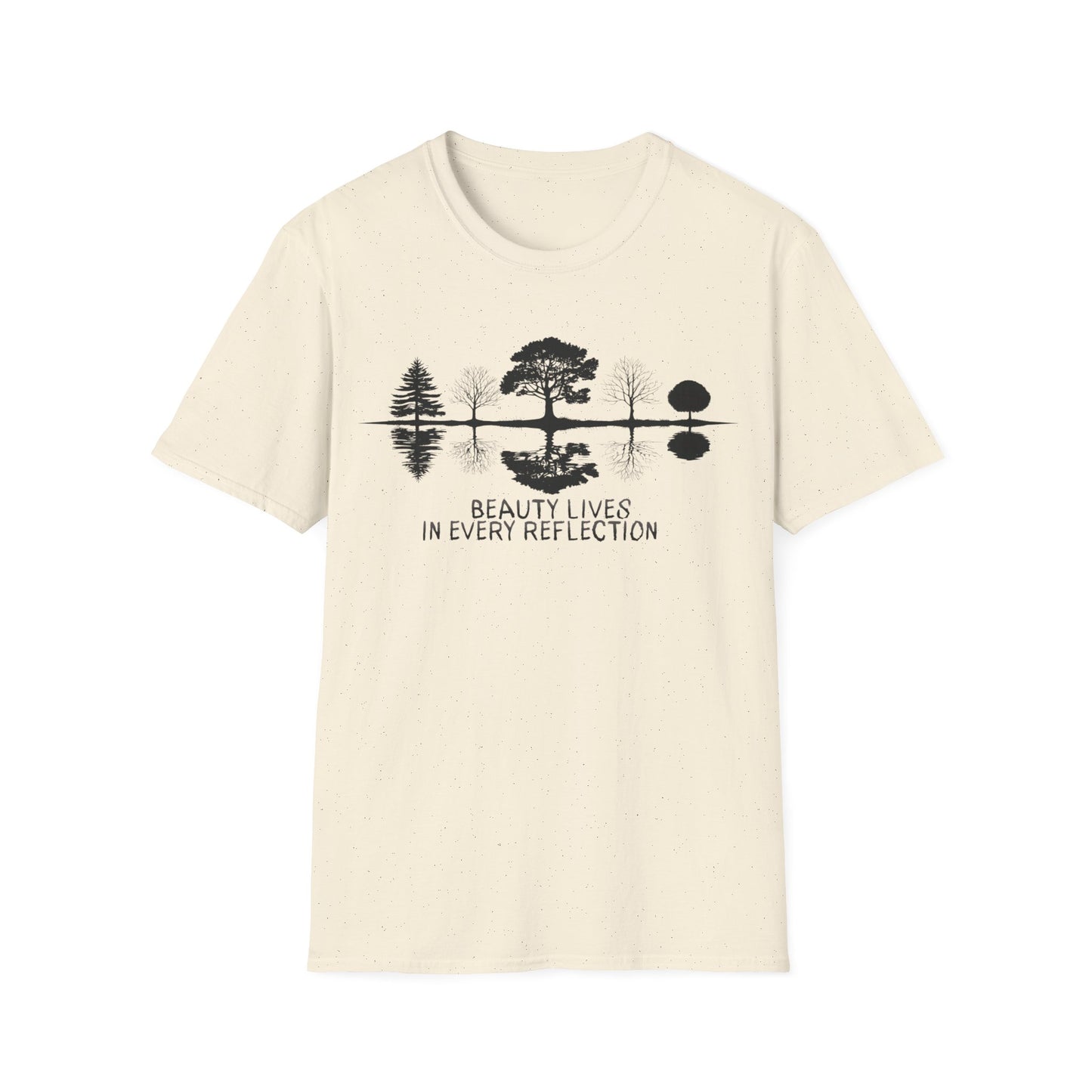 Beauty Lives In Every Reflection - Monochrome Silhouette Trees With Reflection In Water T-Shirt