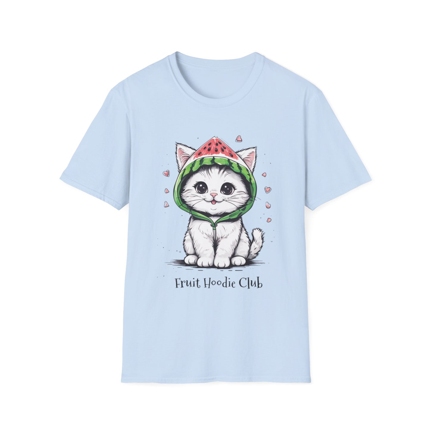 Fruit Hoodie Club T-Shirt - Kitten In A Watermelon Hoodie Design