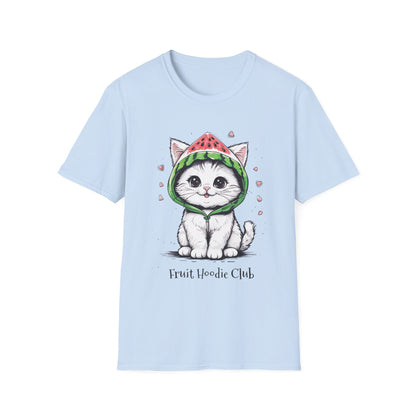Fruit Hoodie Club T-Shirt - Kitten In A Watermelon Hoodie Design