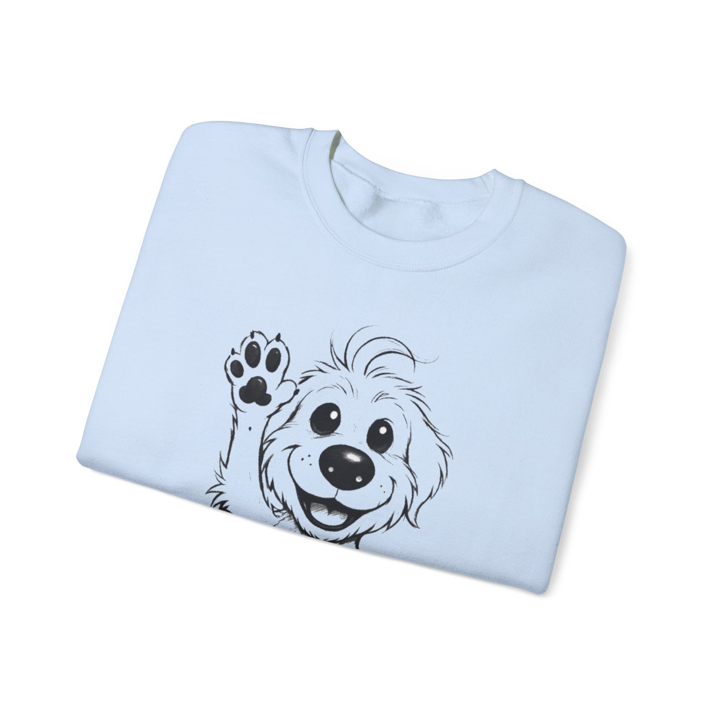 Stay Positive - Cartoon Playful Dog with Paw Raised High Sweatshirt