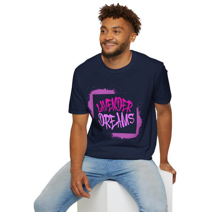 Lavender Dreams T-Shirt - Bold Graffiti Pink Typography Design