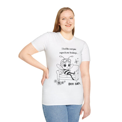 Bee Happy - Sad Bee Sitting on Couch With Self Talk T-Shirt