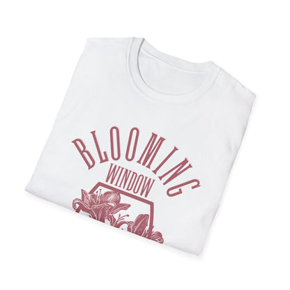 Blooming Window - Monochrome Pink Floral T-Shirt
