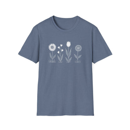 Minimalistic Flowers Line T-Shirt - Botanical Line Art Design
