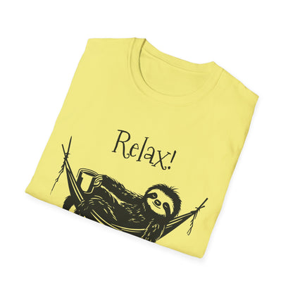 Relax, We Are All Crazy, It Is Not A Competition - Minimalistic Sloth Silhouette In Hammock With Coffee T-Shirt