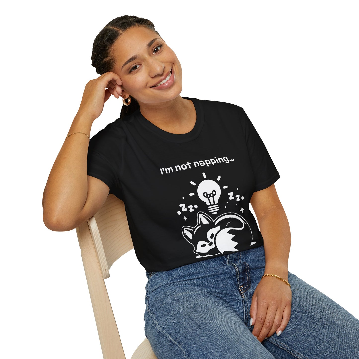 I'm Not Napping, I'm Horizontal Brainstorming - Playful Silhouette T-Shirt