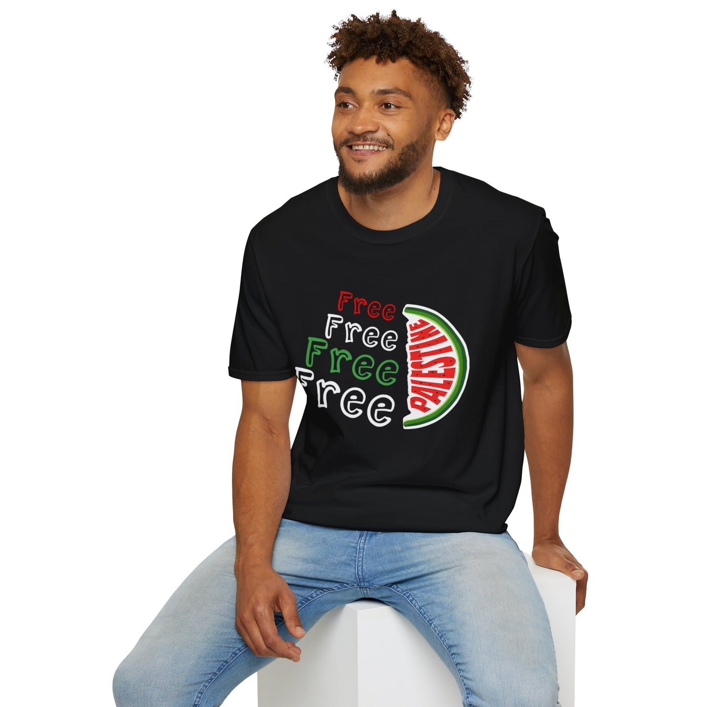 Free Palestine - Asymmetrical Typography T-Shirt