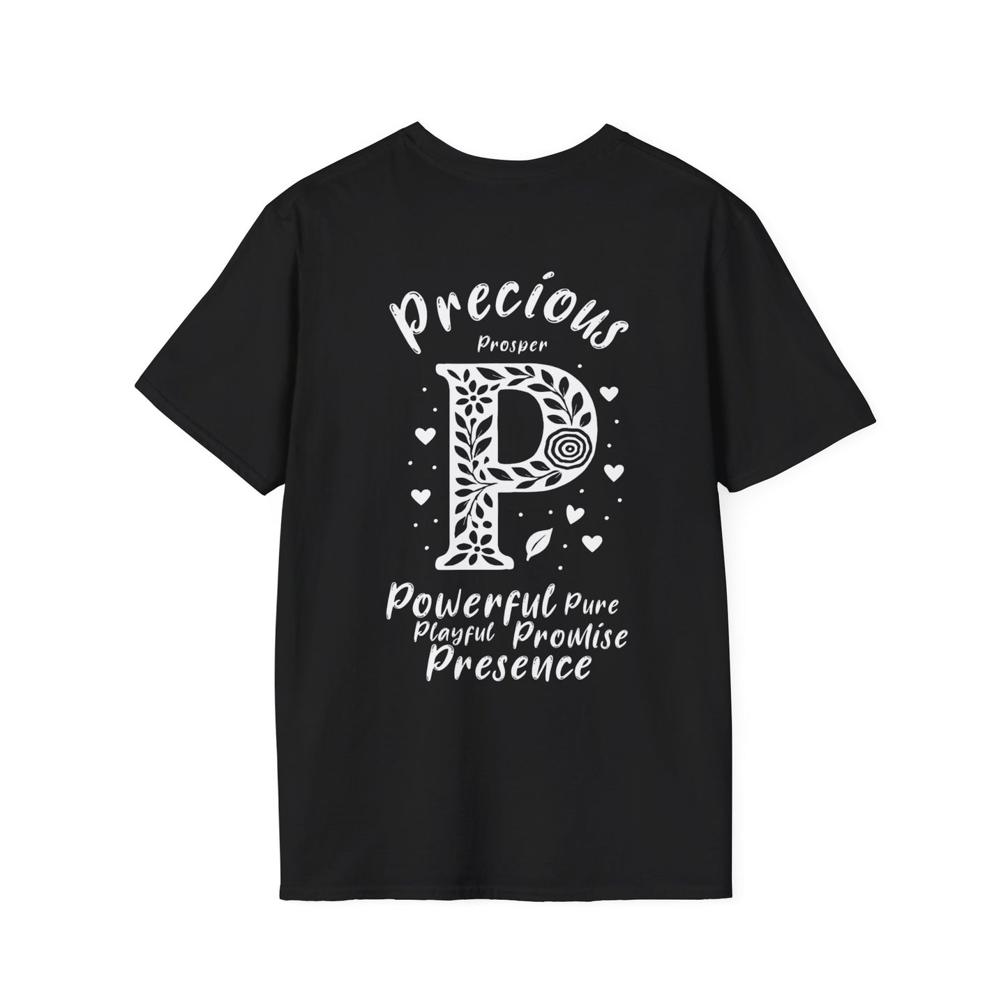 Letter P Flower T-Shirt - Letters Flowers Patterns Front And Back Design
