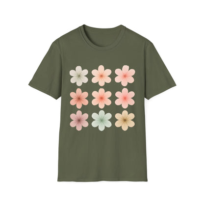 Soft Pastel Flowers Grid T-Shirt