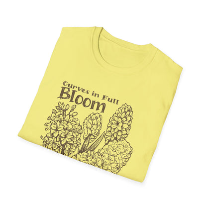 Curves in Full Bloom - Monochrome Golden Floral T-Shirt