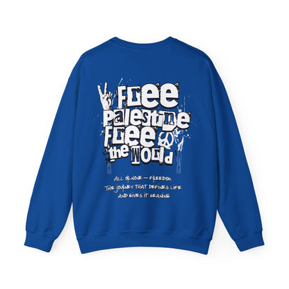 Free Palestine Free The World - Monochrome Graffiti Sweatshirt
